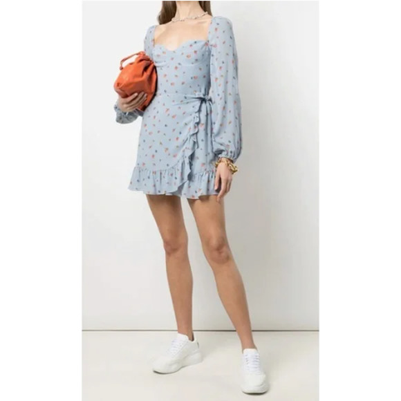 Reformation Cammi Light Blue Floral Mini Dress - Picture 14 of 14